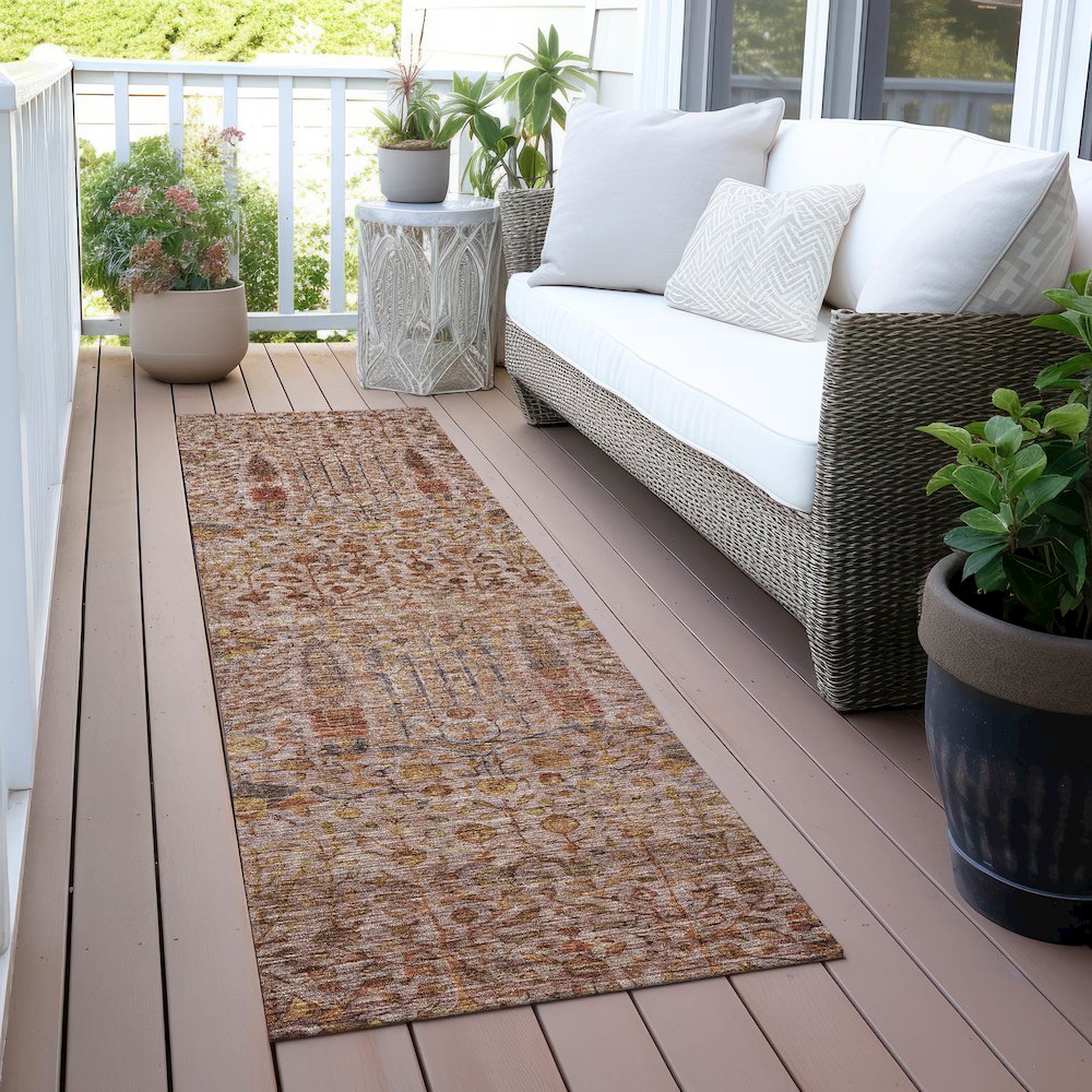 Machine Washable Indoor/Outdoor Chantille ACN2053 Terracotta 2'3"x7'6"Runner Rug. Picture 6