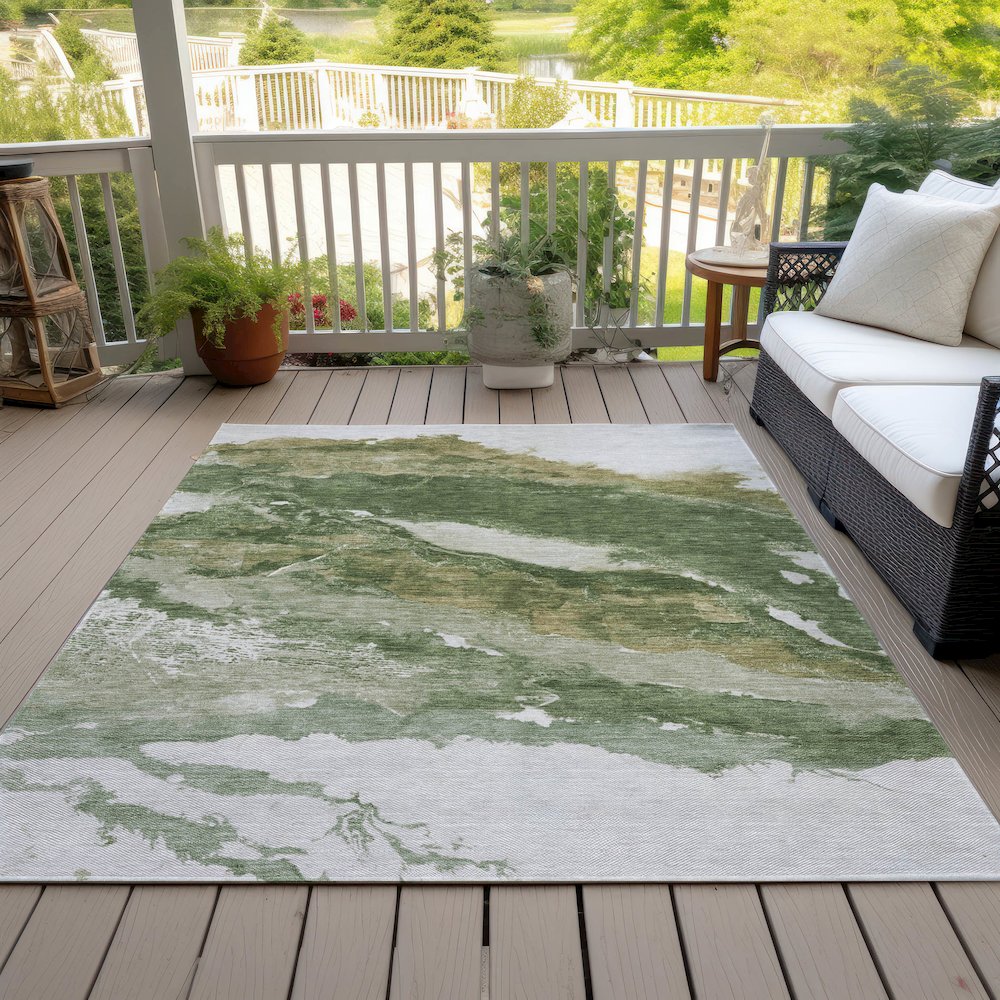 Machine Washable Indoor/Outdoor Chantille ACN2054 Green 2'6" x 3'10" Rug. Picture 8