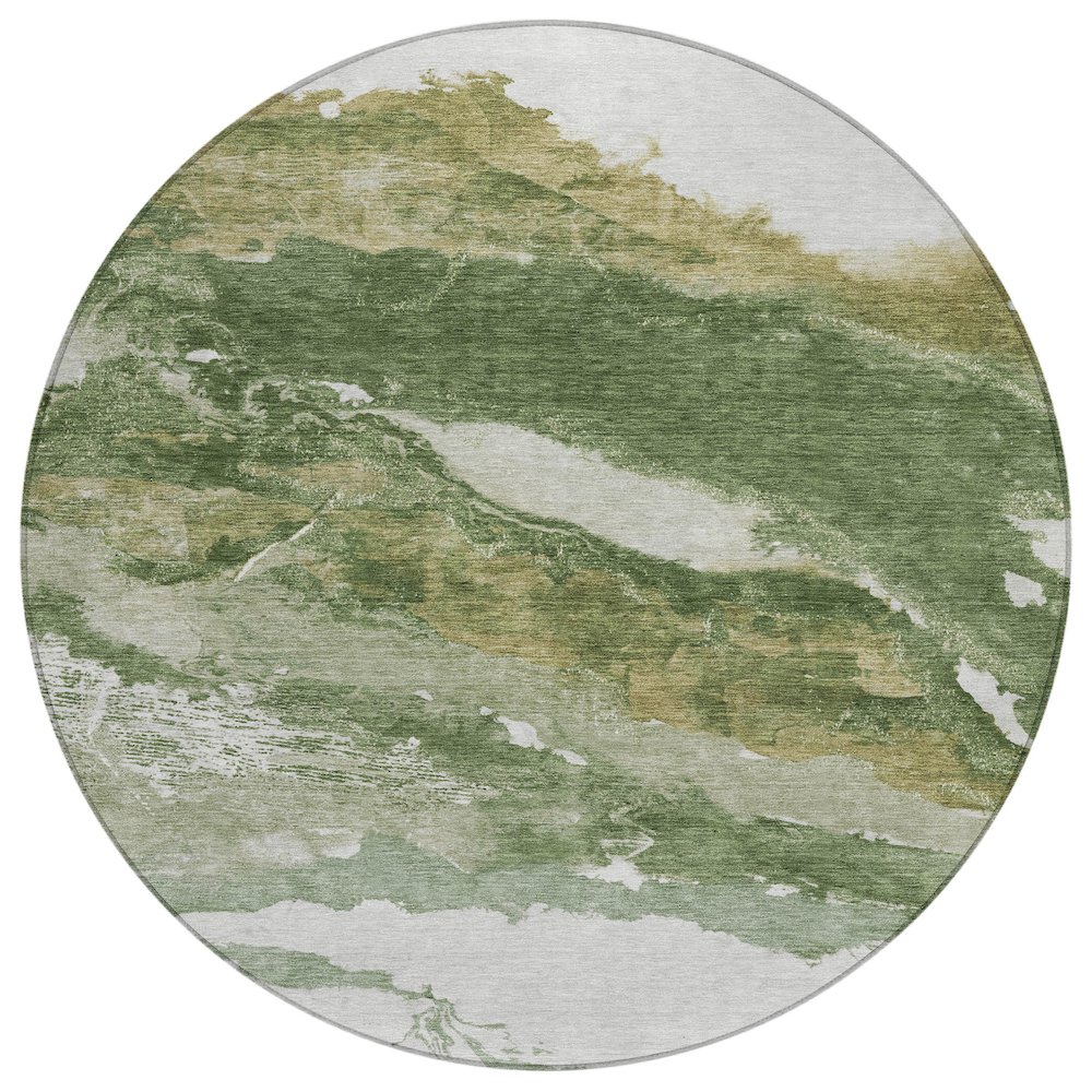 Machine Washable Indoor/Outdoor Chantille ACN2054 Green 8' x 8' Round Rug. Picture 1