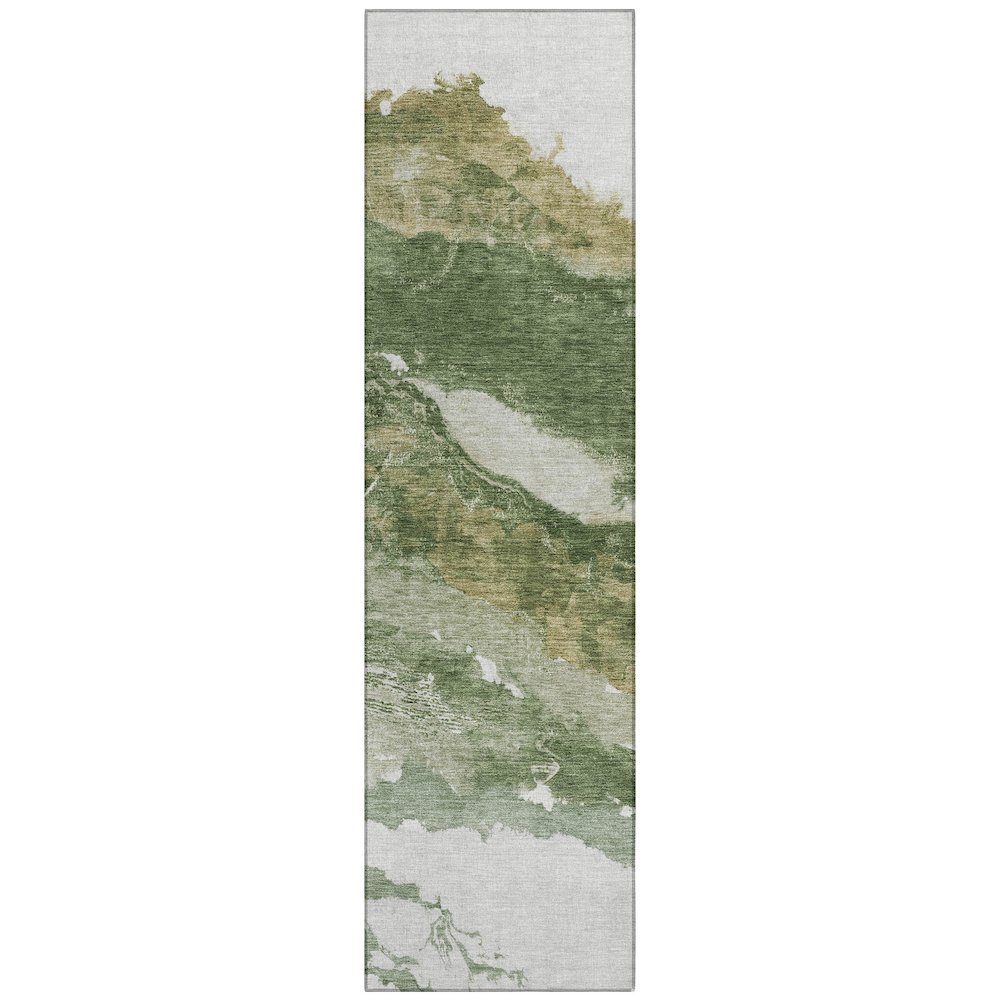 Machine Washable Indoor/Outdoor Chantille ACN2054 Green 2'3" x 7'6" Runner Rug. Picture 1