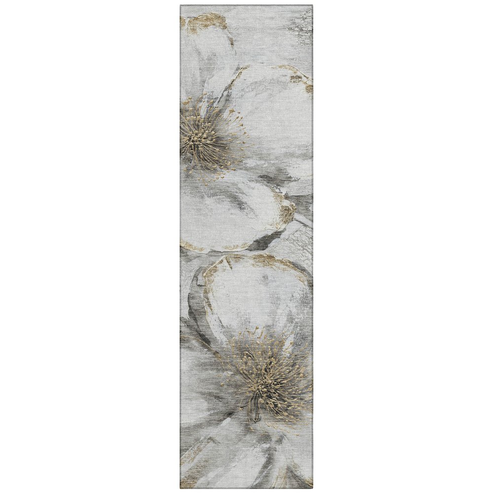 Machine Washable Indoor/Outdoor Chantille ACN2055 Silver 2'3" x 7'6" Runner Rug. Picture 1