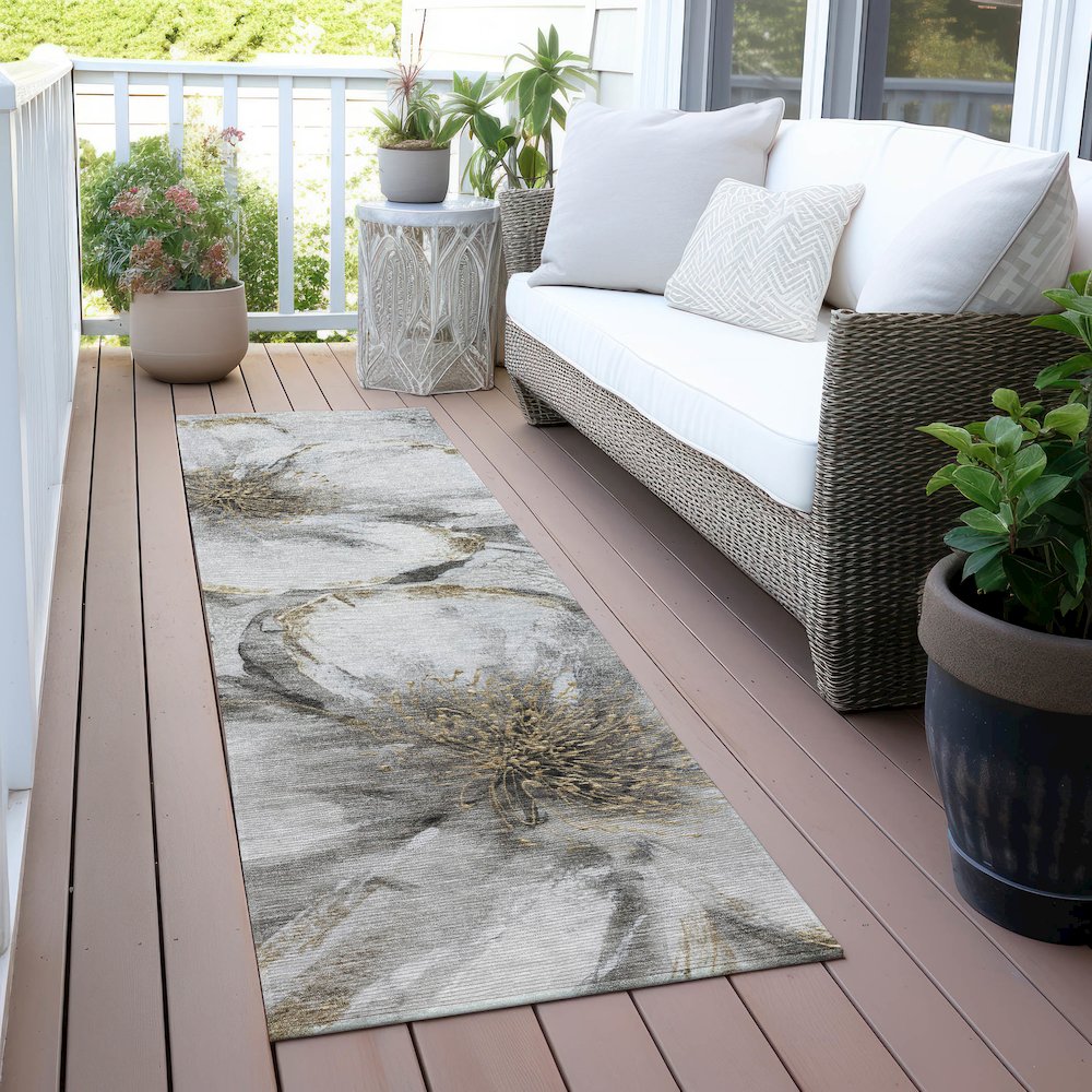Machine Washable Indoor/Outdoor Chantille ACN2055 Silver 2'3" x 7'6" Runner Rug. Picture 6