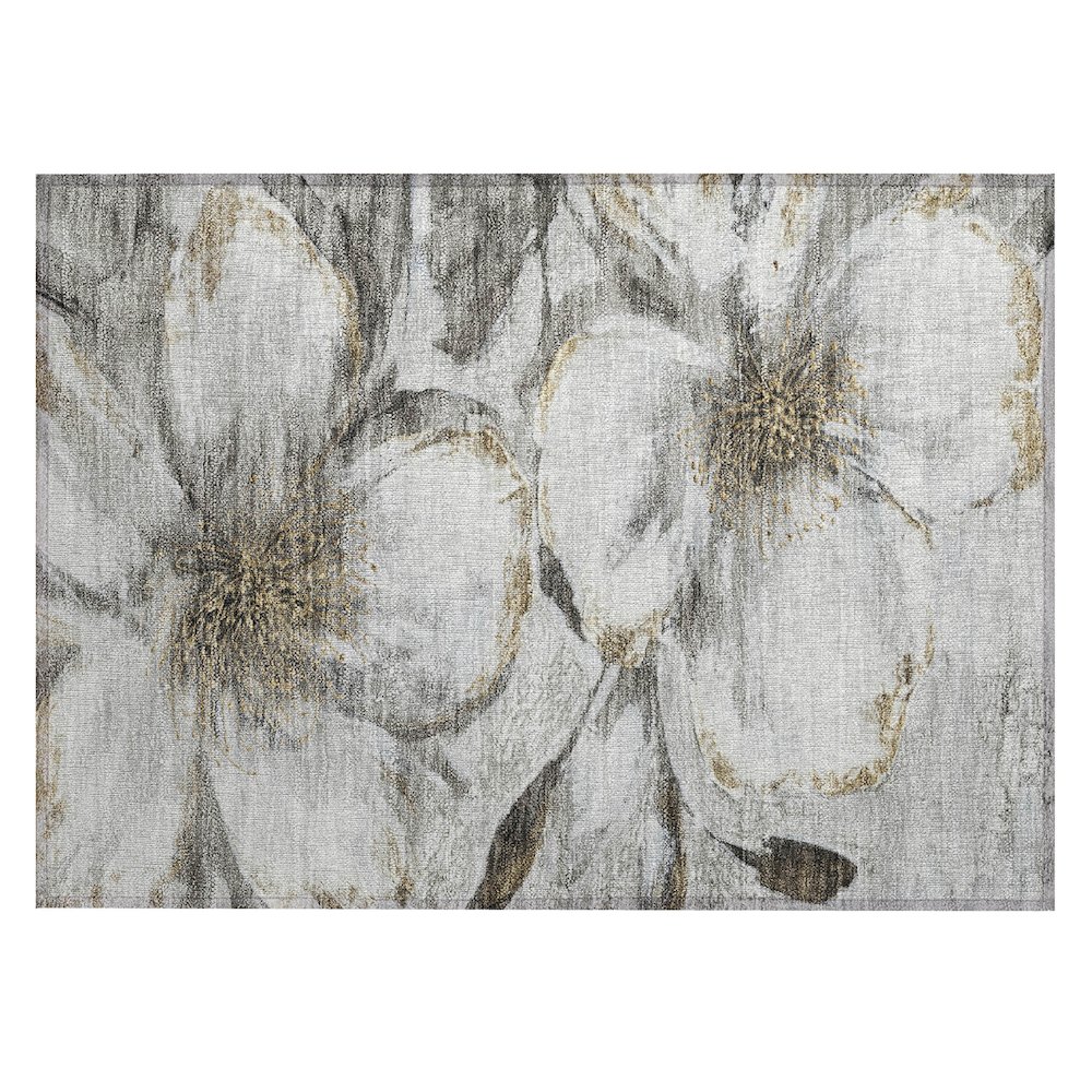 Machine Washable Indoor/Outdoor Chantille ACN2055 Silver 1'8" x 2'6" Rug. Picture 1