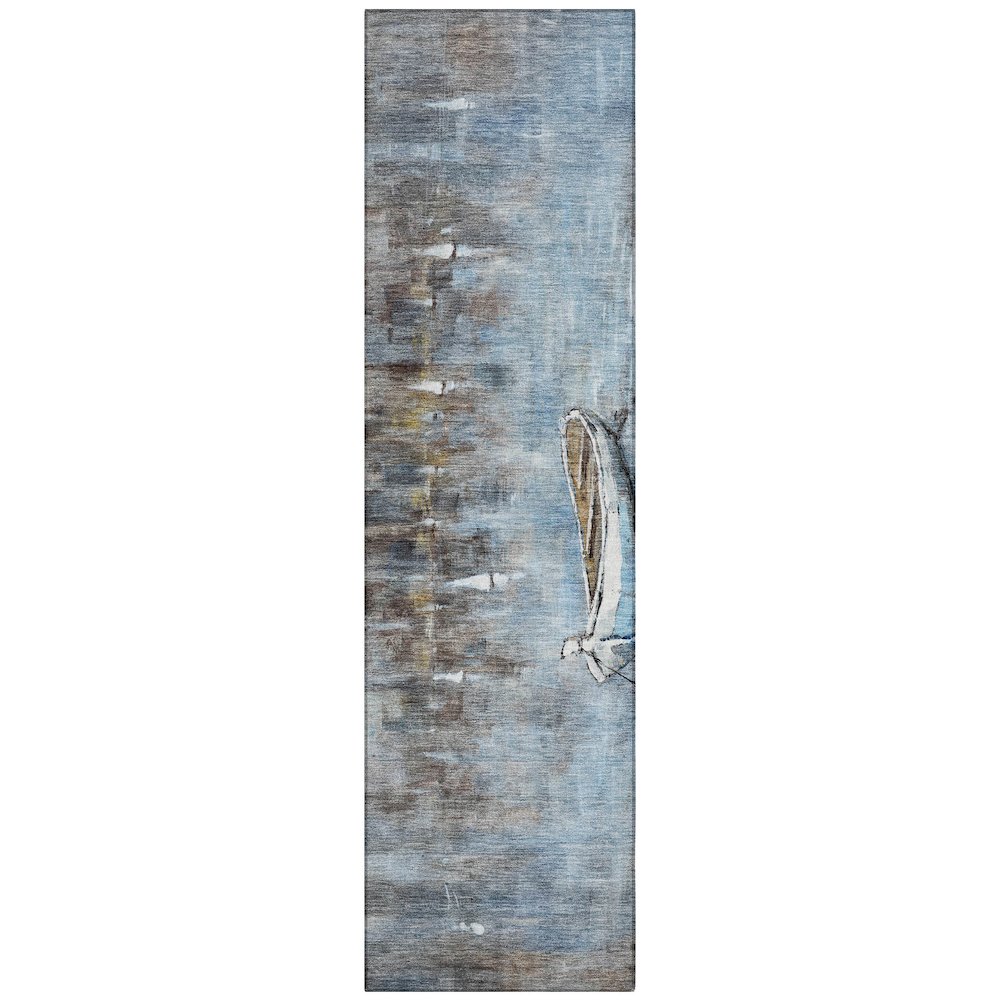 Machine Washable Indoor/Outdoor Chantille ACN2056 Blue 2'3" x 7'6" Runner Rug. Picture 1
