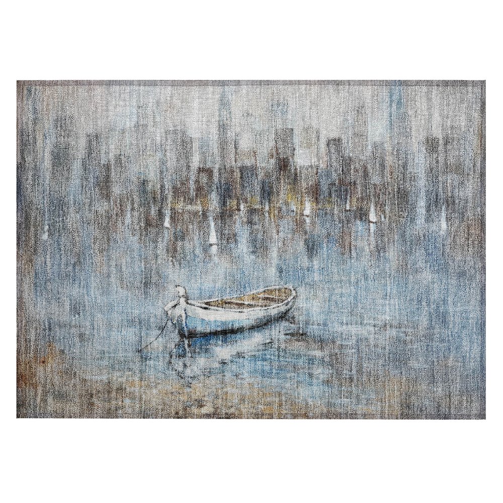 Machine Washable Indoor/Outdoor Chantille ACN2056 Blue 1'8" x 2'6" Rug. Picture 1