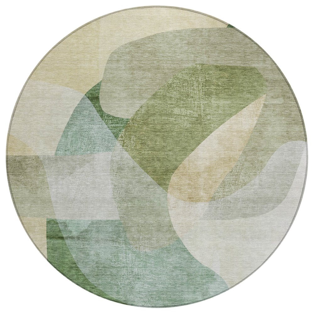 Machine Washable Indoor/Outdoor Chantille ACN2057 Aloe 8' x 8' Round Rug. Picture 1