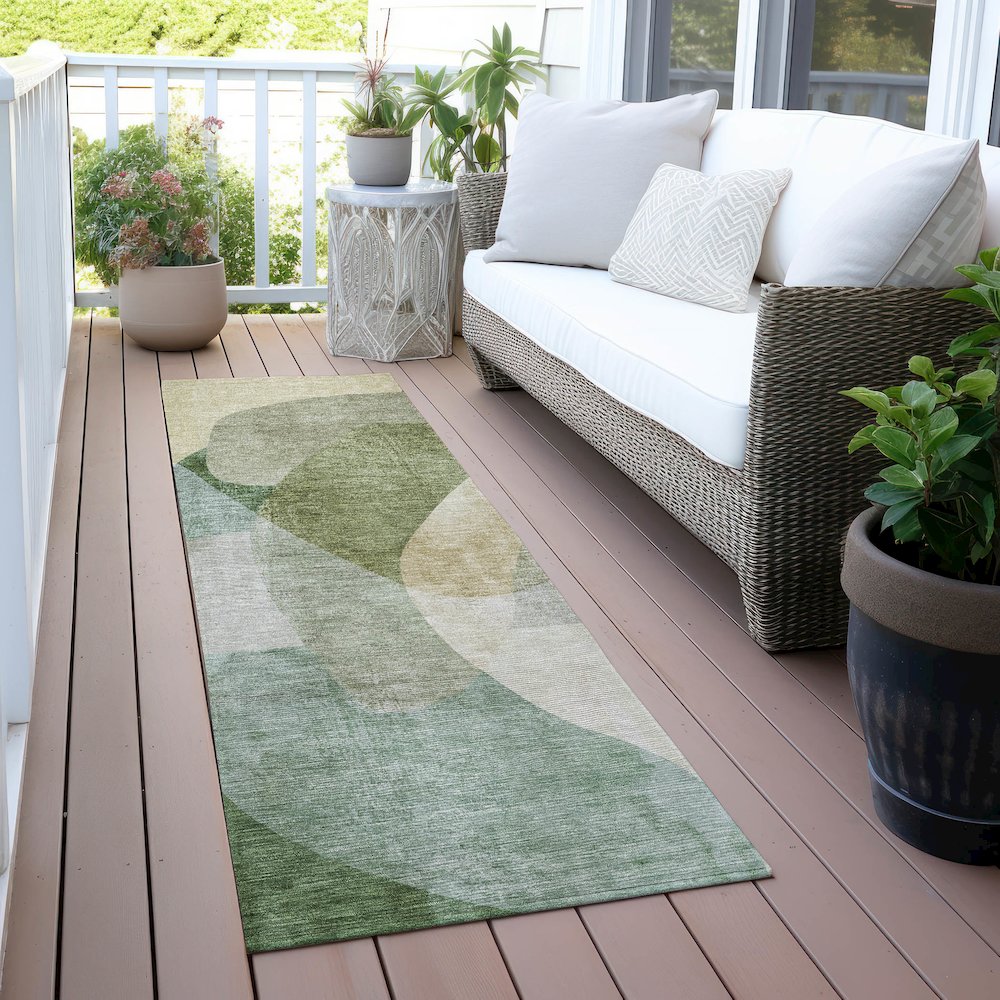 Machine Washable Indoor/Outdoor Chantille ACN2057 Aloe 2'3" x 7'6" Runner Rug. Picture 6