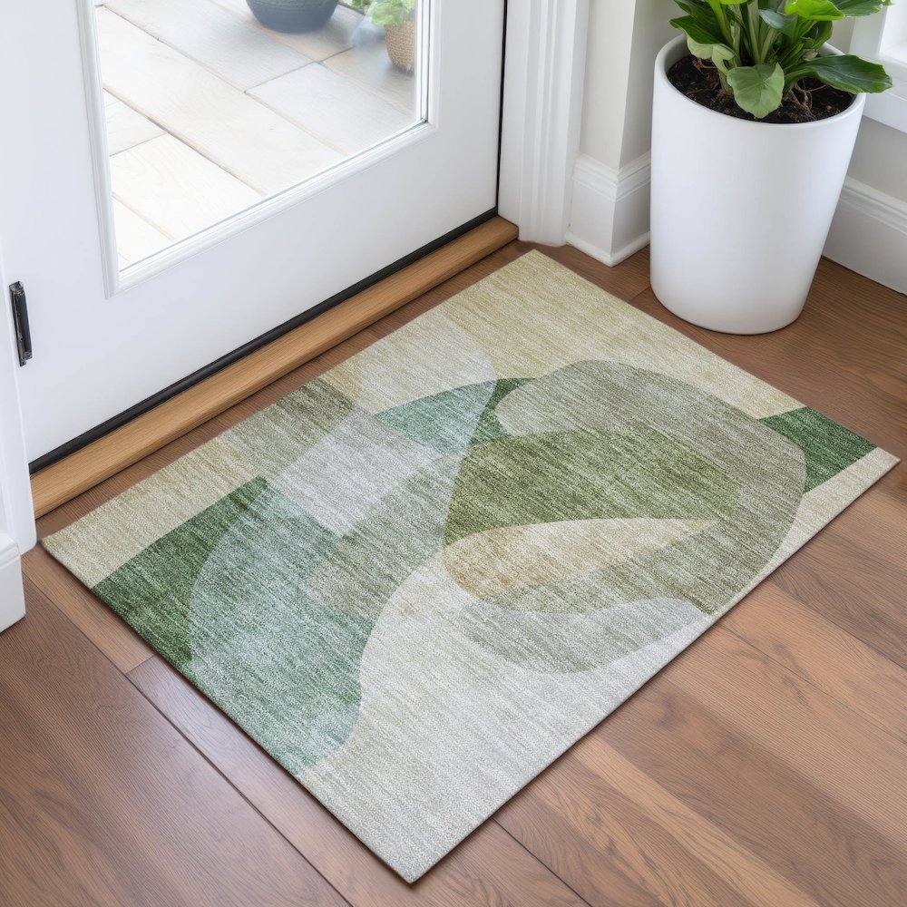 Machine Washable Indoor/Outdoor Chantille ACN2057 Aloe 1'8" x 2'6" Rug. Picture 5