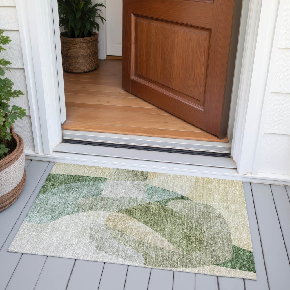Machine Washable Indoor/Outdoor Chantille ACN2057 Aloe 1'8" x 2'6" Rug. Picture 6