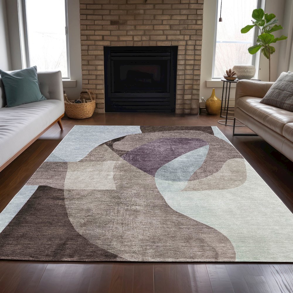 Machine Washable Indoor/Outdoor Chantille ACN2058 Brown 2'6" x 3'10" Rug. Picture 6