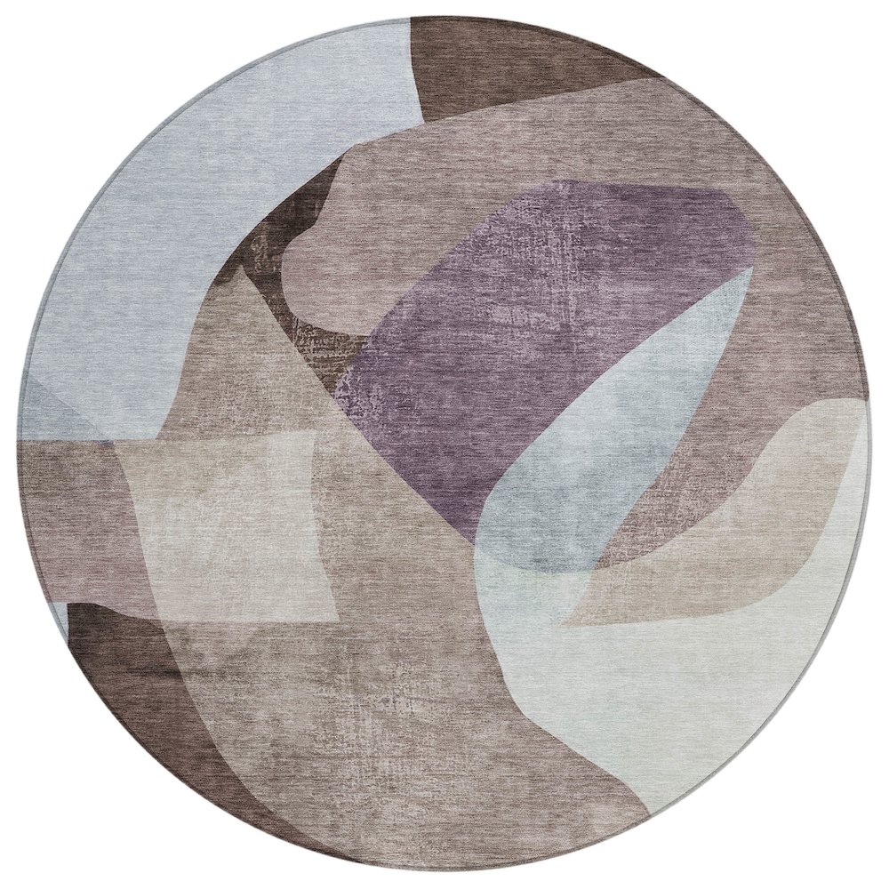 Machine Washable Indoor/Outdoor Chantille ACN2058 Brown 8' x 8' Round Rug. Picture 1