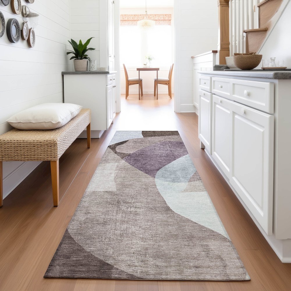 Machine Washable Indoor/Outdoor Chantille ACN2058 Brown 2'3" x 7'6" Runner Rug. Picture 5