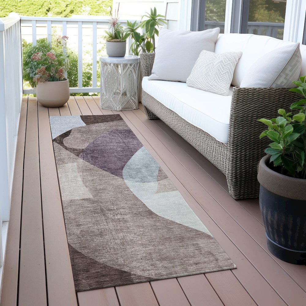 Machine Washable Indoor/Outdoor Chantille ACN2058 Brown 2'3" x 7'6" Runner Rug. Picture 6