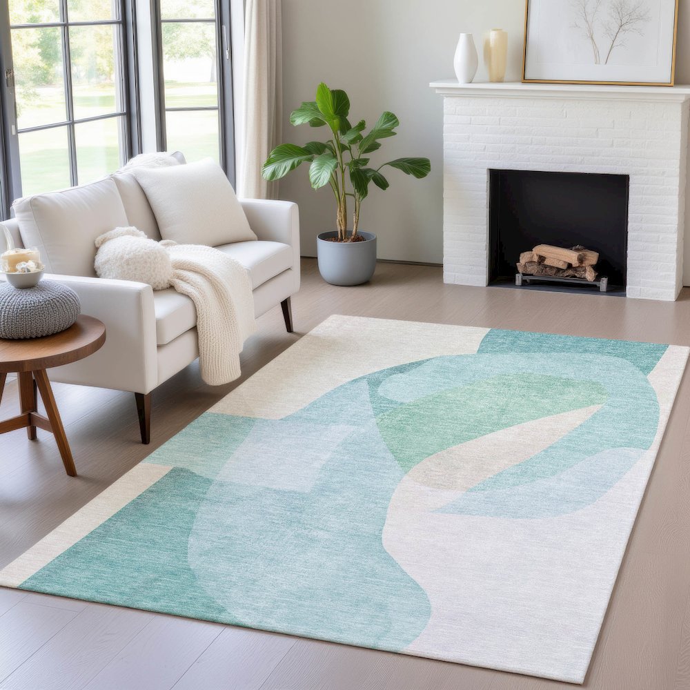 Machine Washable Indoor/Outdoor Chantille ACN2058 Seafoam 2'6" x 3'10" Rug. Picture 5