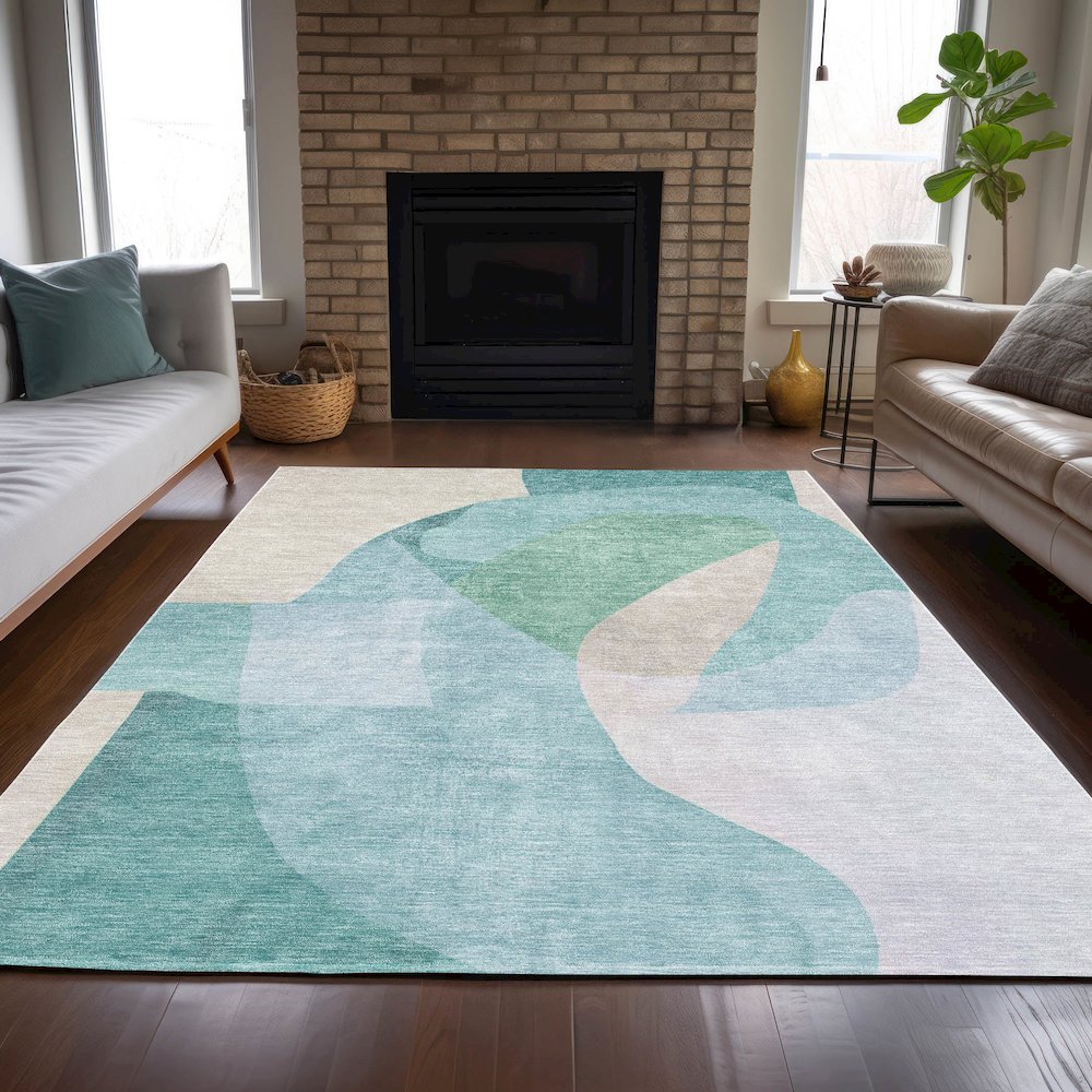 Machine Washable Indoor/Outdoor Chantille ACN2058 Seafoam 2'6" x 3'10" Rug. Picture 6