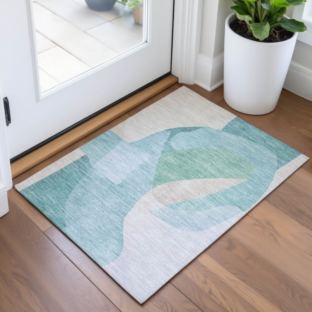 Machine Washable Indoor/Outdoor Chantille ACN2058 Seafoam 1'8" x 2'6" Rug. Picture 5