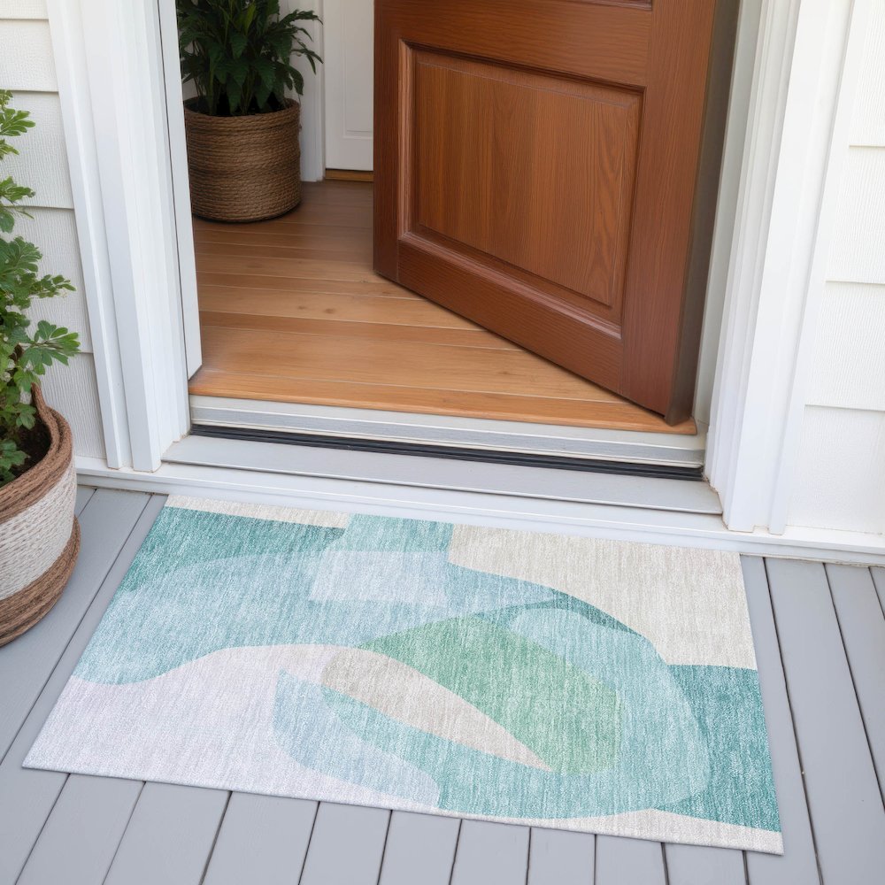 Machine Washable Indoor/Outdoor Chantille ACN2058 Seafoam 1'8" x 2'6" Rug. Picture 6