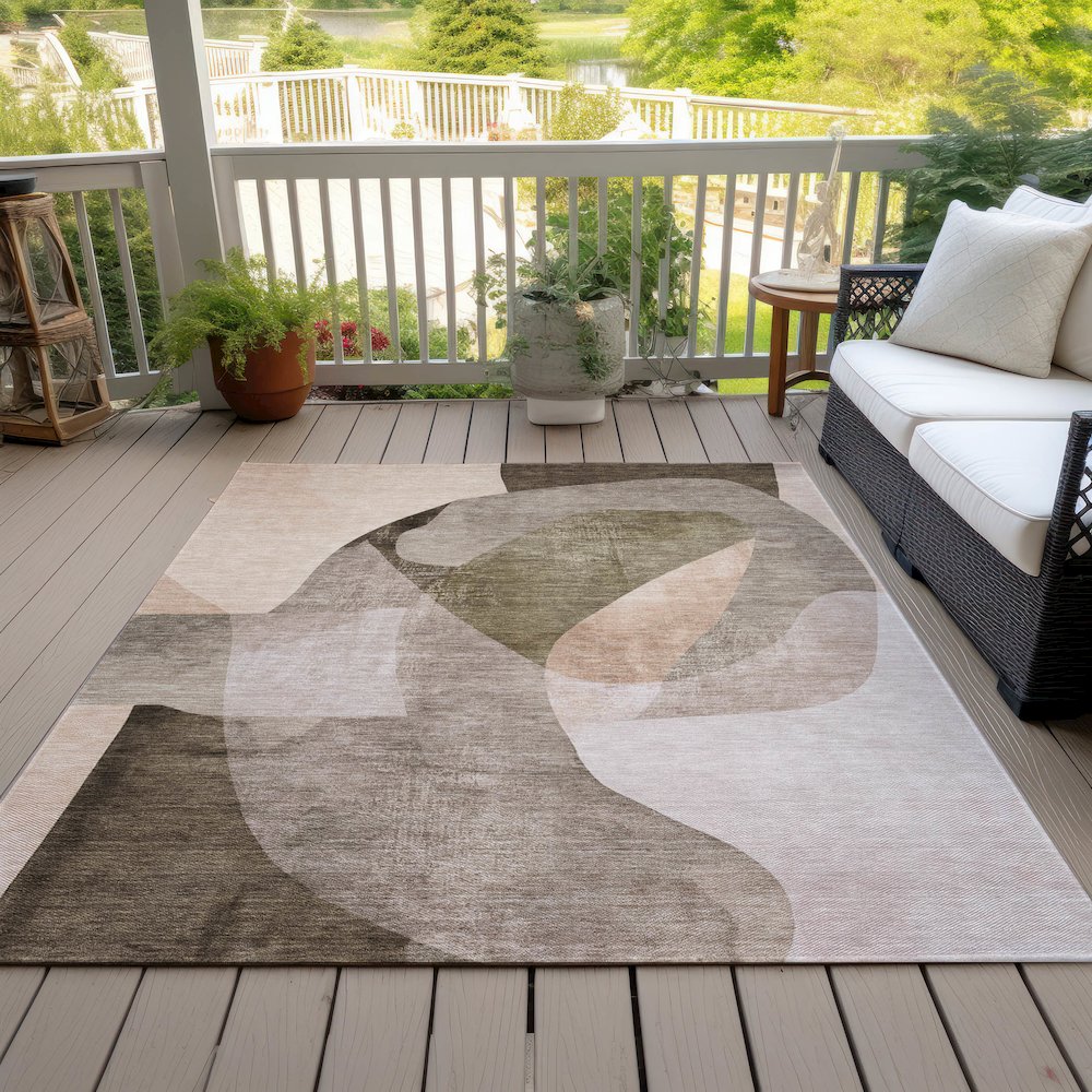 Machine Washable Indoor/Outdoor Chantille ACN2058 Taupe 2'6" x 3'10" Rug. Picture 8
