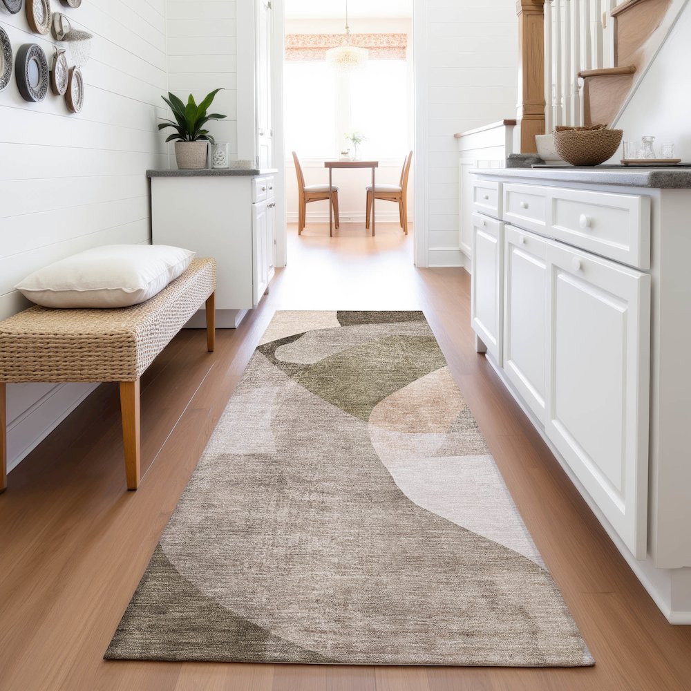 Machine Washable Indoor/Outdoor Chantille ACN2058 Taupe 2'3" x 7'6" Runner Rug. Picture 5