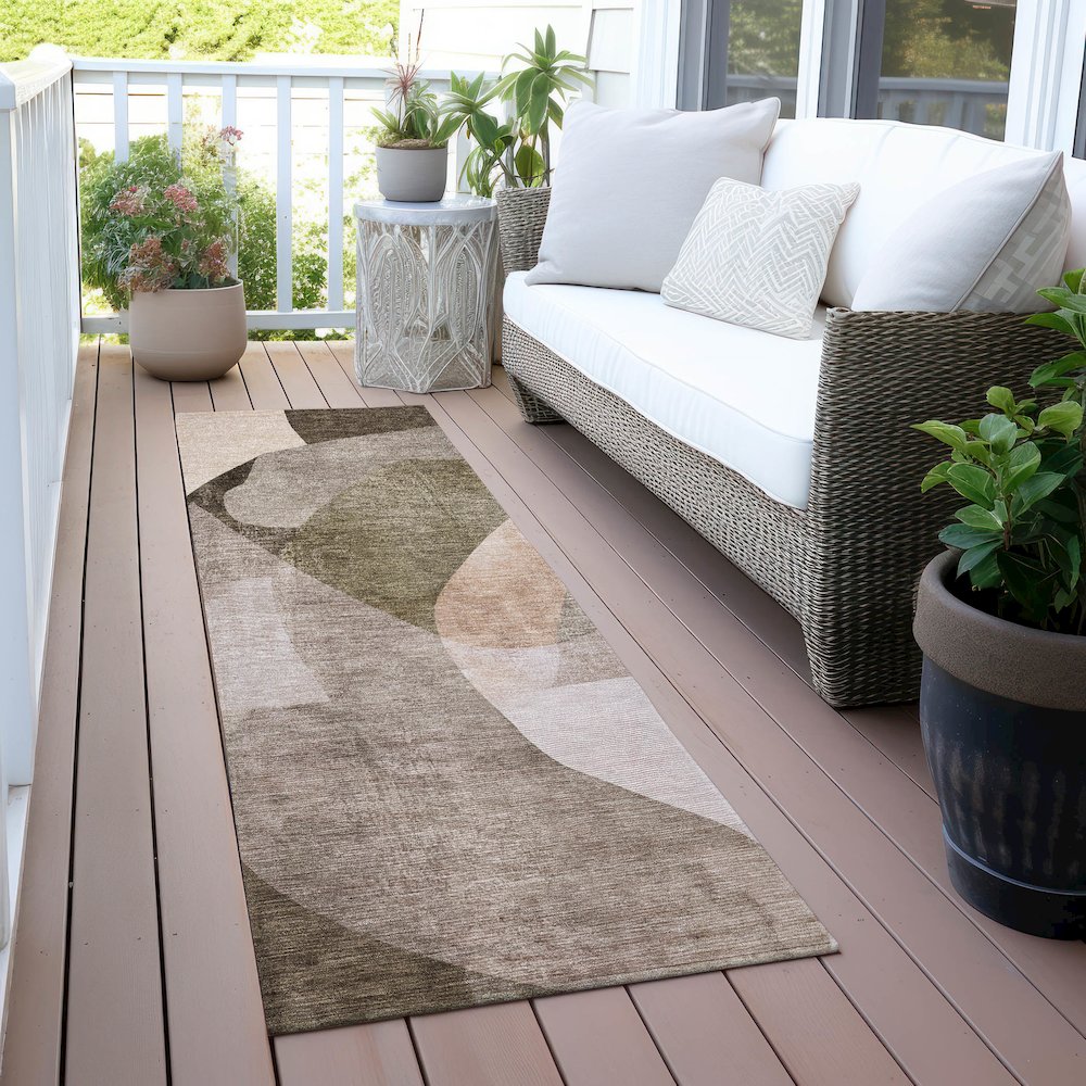 Machine Washable Indoor/Outdoor Chantille ACN2058 Taupe 2'3" x 7'6" Runner Rug. Picture 6