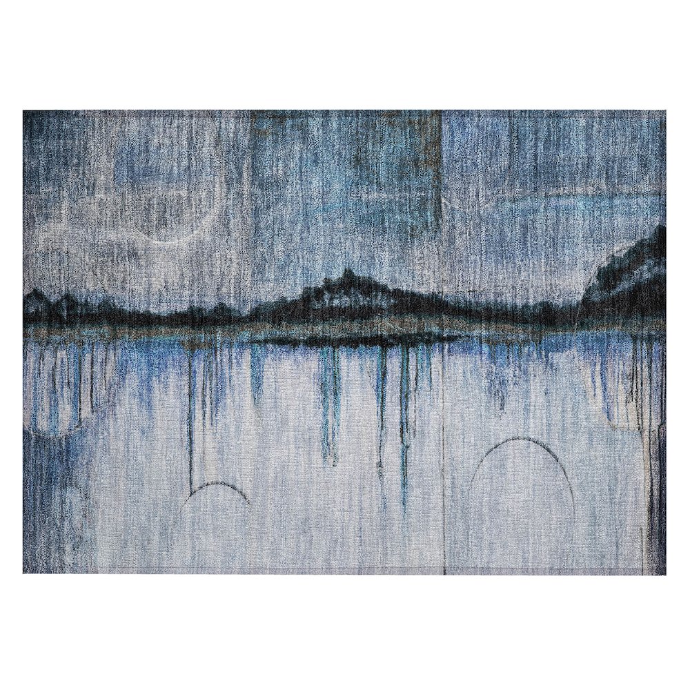 Machine Washable Indoor/Outdoor Chantille ACN2059 Blue 1'8" x 2'6" Rug. Picture 1