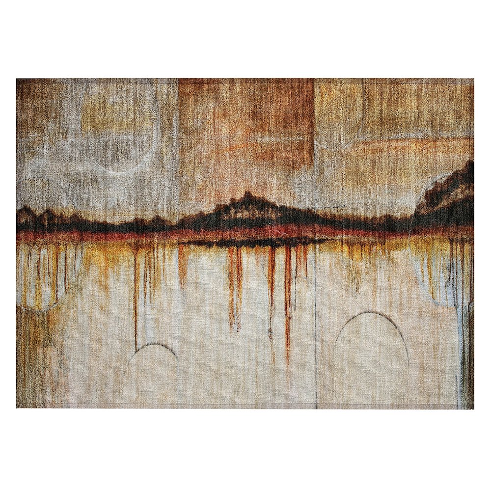 Machine Washable Indoor/Outdoor Chantille ACN2059 Paprika 1'8" x 2'6" Rug. Picture 1