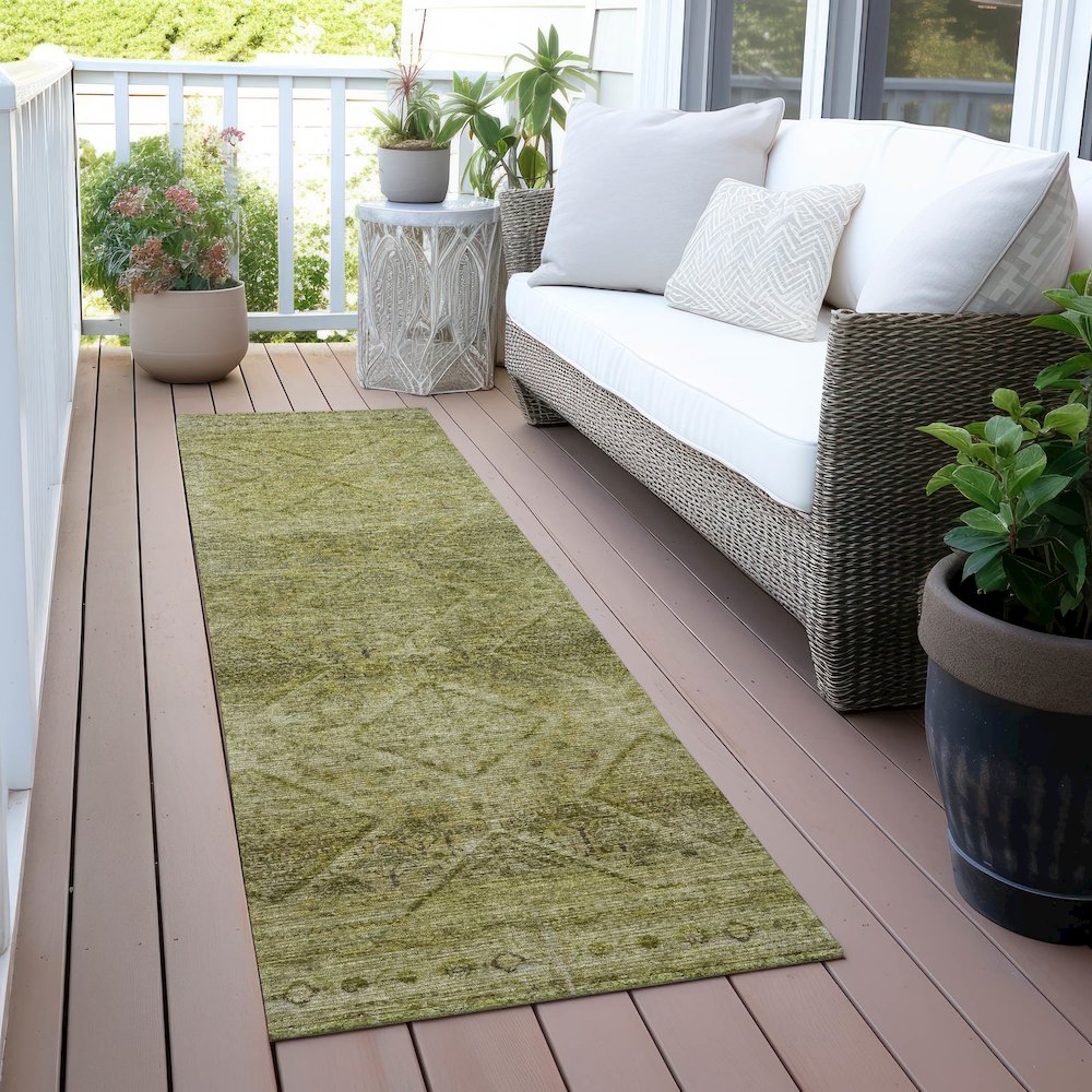 Machine Washable Indoor/Outdoor Chantille ACN2060 Aloe 2'3" x 7'6" Runner Rug. Picture 6