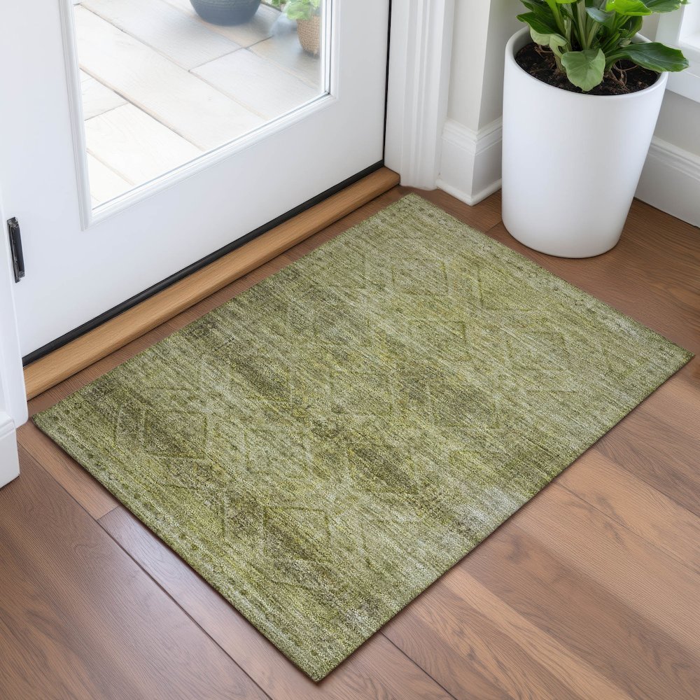 Machine Washable Indoor/Outdoor Chantille ACN2060 Aloe 1'8" x 2'6" Rug. Picture 5