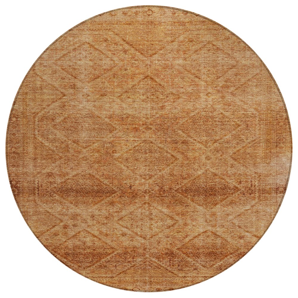 Machine Washable Indoor/Outdoor Chantille ACN2060 Copper 8' x 8' Round Rug. Picture 1