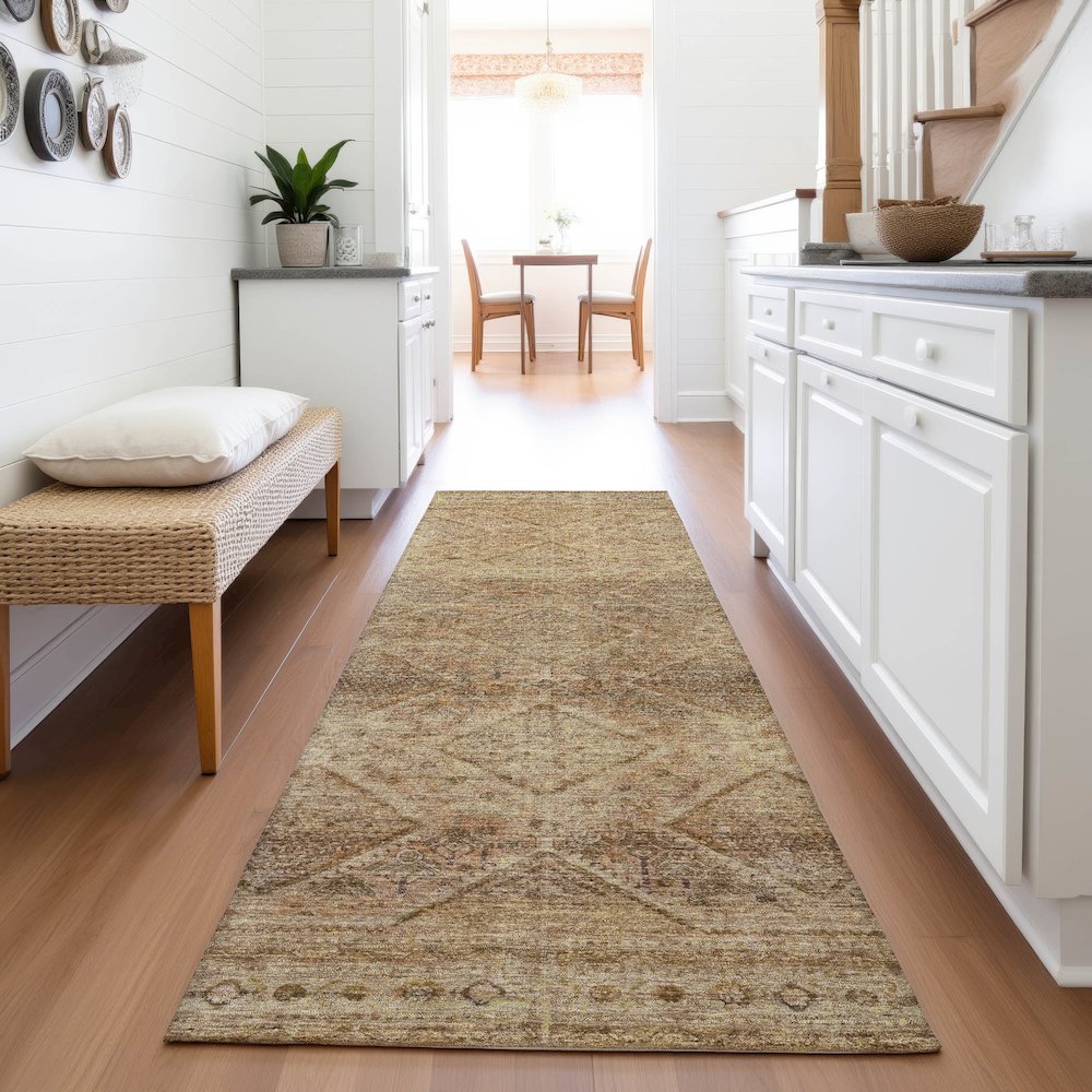 Machine Washable Indoor/Outdoor Chantille ACN2060 Khaki 2'3" x 7'6" Runner Rug. Picture 5