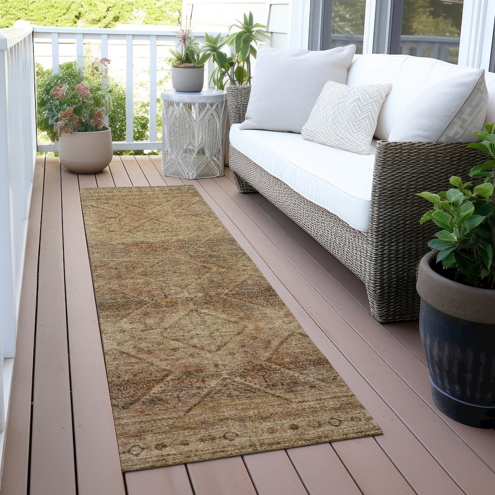 Machine Washable Indoor/Outdoor Chantille ACN2060 Khaki 2'3" x 7'6" Runner Rug. Picture 6
