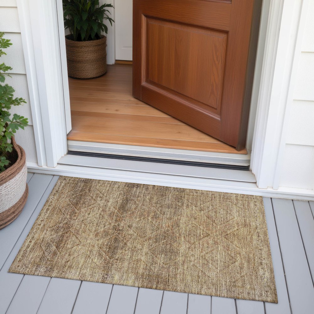 Machine Washable Indoor/Outdoor Chantille ACN2060 Khaki 1'8" x 2'6" Rug. Picture 6