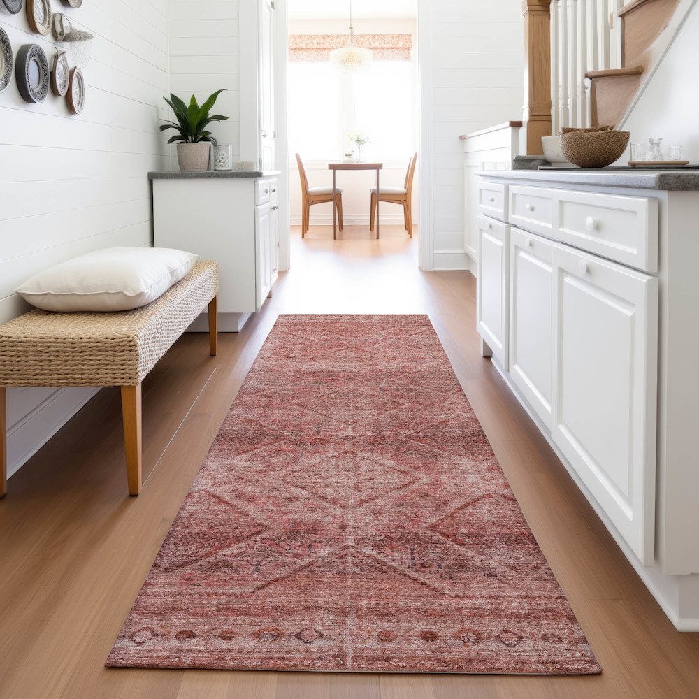 Machine Washable Indoor/Outdoor Chantille ACN2060 Pink 2'3" x 7'6" Runner Rug. Picture 5