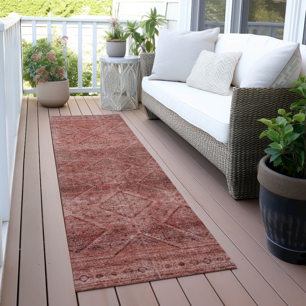Machine Washable Indoor/Outdoor Chantille ACN2060 Pink 2'3" x 7'6" Runner Rug. Picture 6