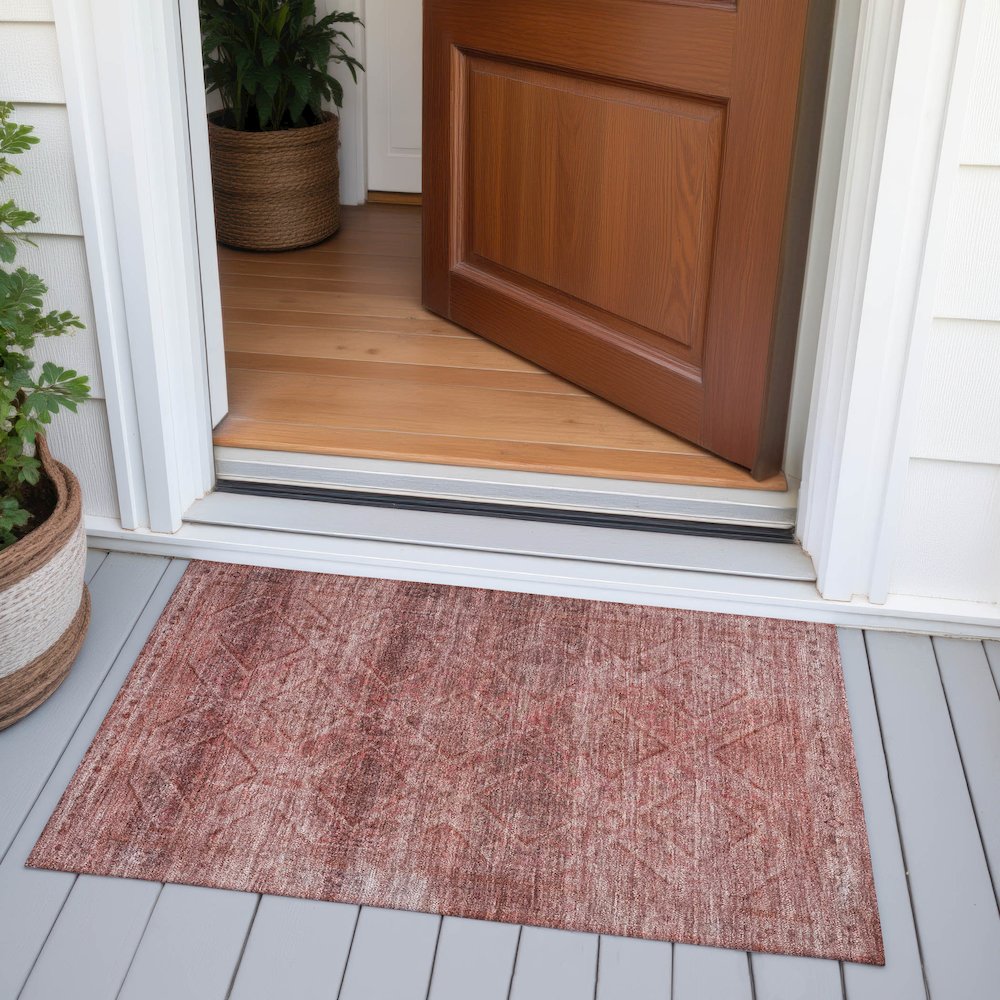 Machine Washable Indoor/Outdoor Chantille ACN2060 Pink 1'8" x 2'6" Rug. Picture 6