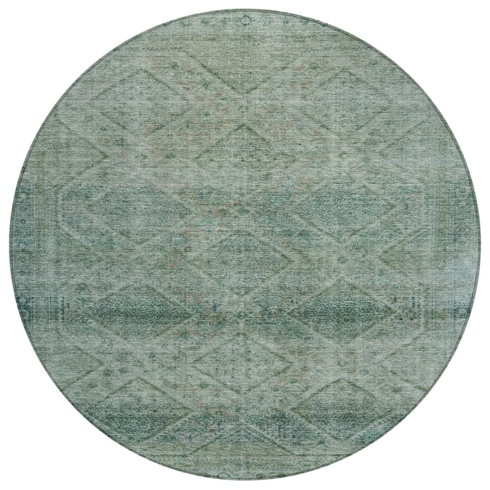 Machine Washable Indoor/Outdoor Chantille ACN2060 Teal 8' x 8' Round Rug. Picture 1