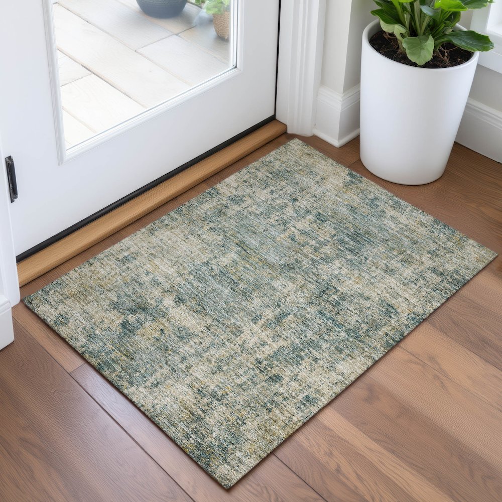 Machine Washable Indoor/Outdoor Chantille ACN2061 Aloe 1'8" x 2'6" Rug. Picture 5