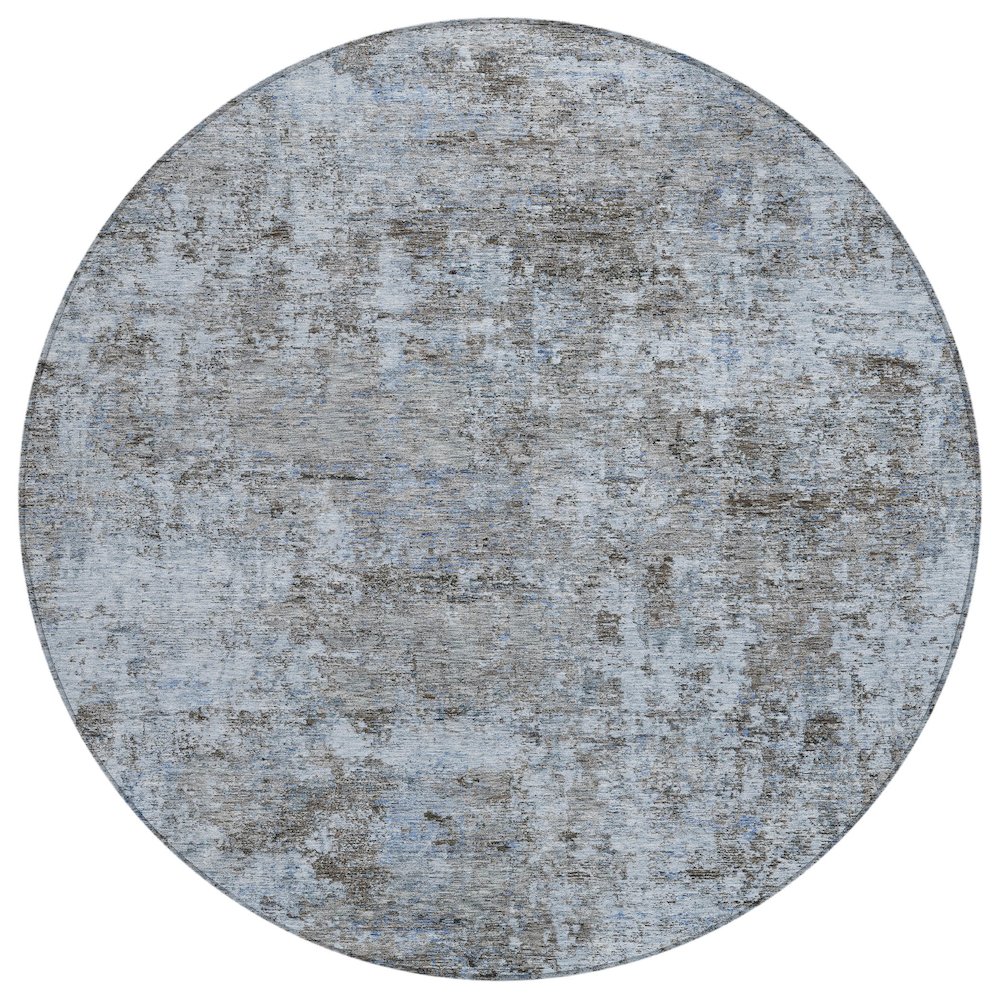 Machine Washable Indoor/Outdoor Chantille ACN2061 Blue 8' x 8' Round Rug. Picture 1