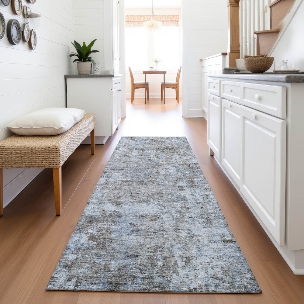 Machine Washable Indoor/Outdoor Chantille ACN2061 Blue 2'3" x 7'6" Runner Rug. Picture 5