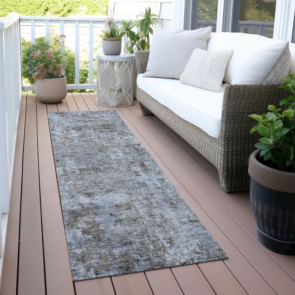 Machine Washable Indoor/Outdoor Chantille ACN2061 Blue 2'3" x 7'6" Runner Rug. Picture 6