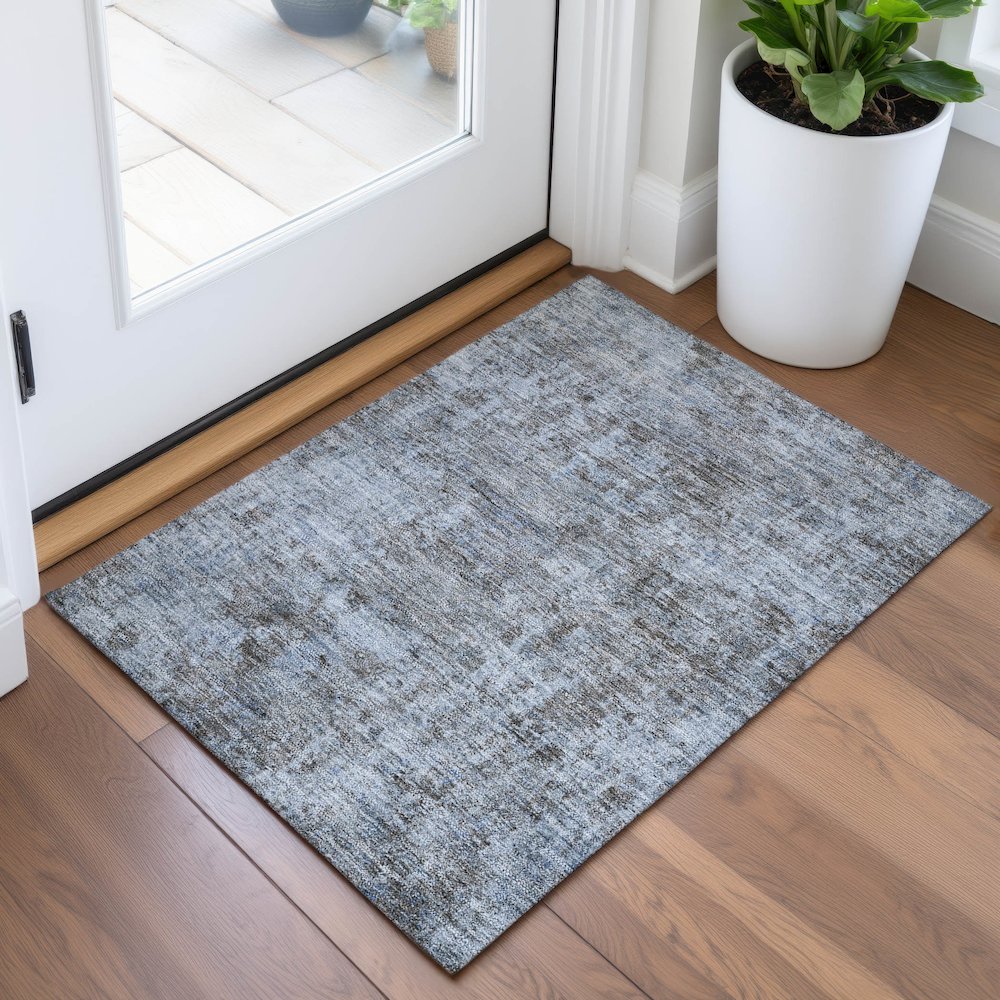 Machine Washable Indoor/Outdoor Chantille ACN2061 Blue 1'8" x 2'6" Rug. Picture 5