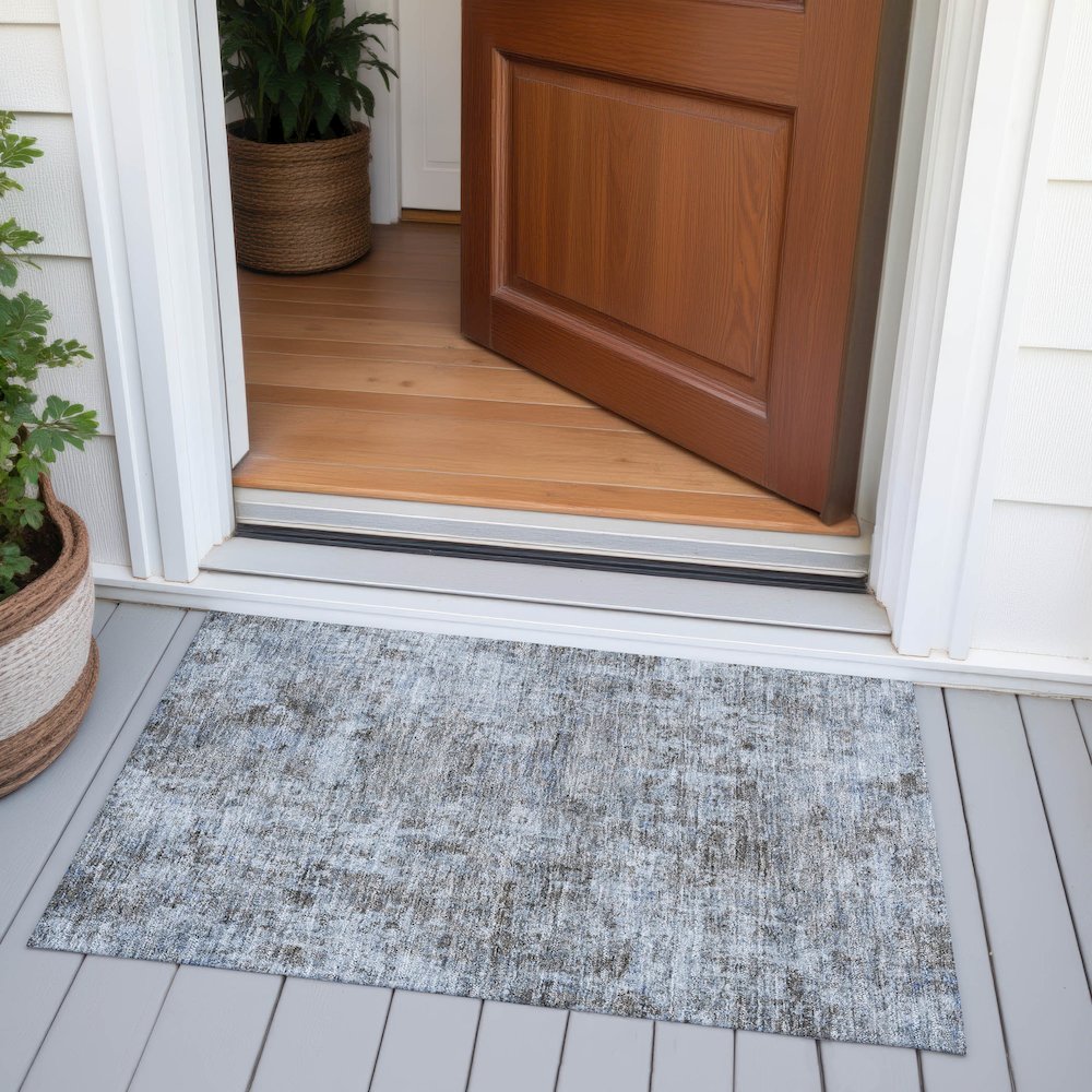 Machine Washable Indoor/Outdoor Chantille ACN2061 Blue 1'8" x 2'6" Rug. Picture 6