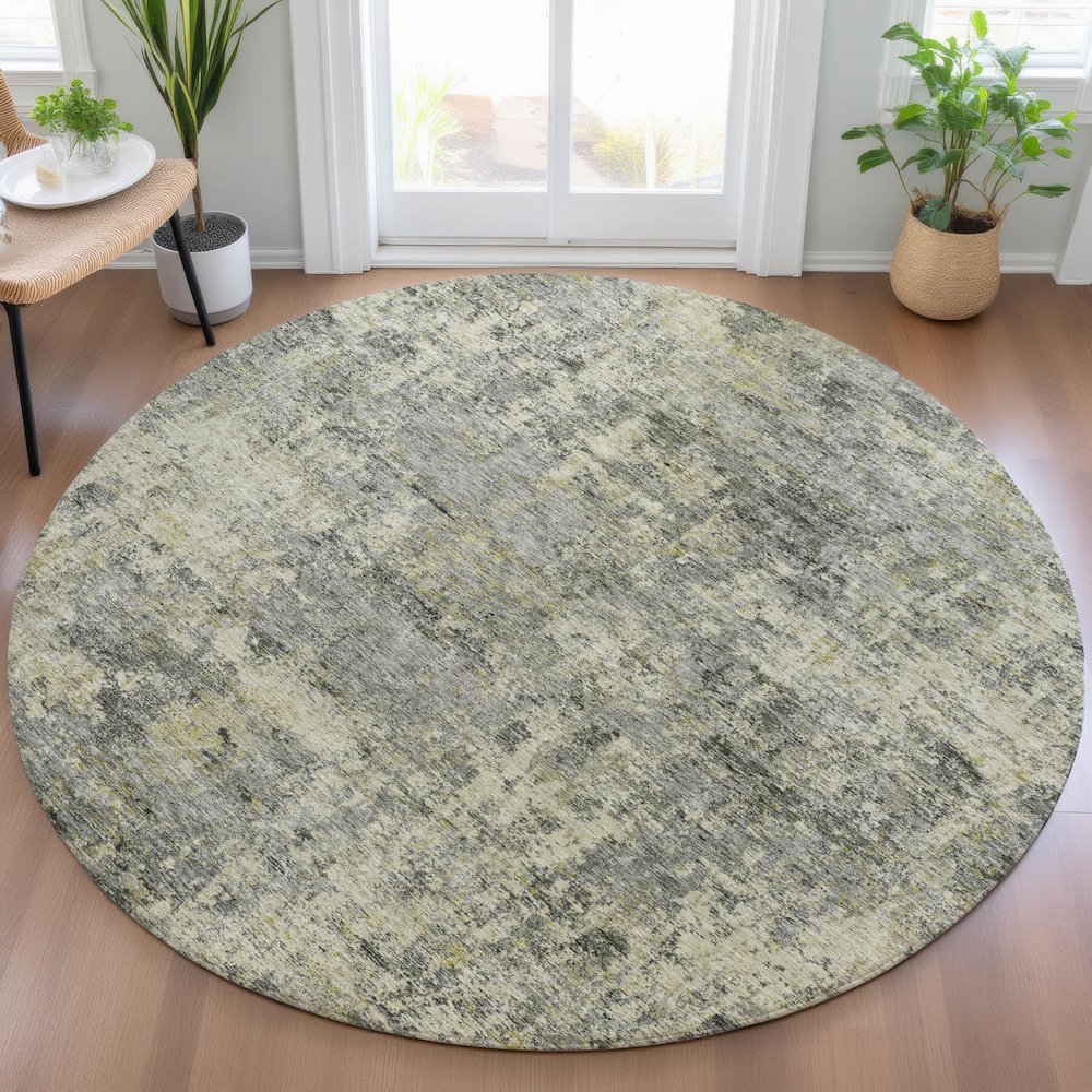Machine Washable Indoor/Outdoor Chantille ACN2061 Pewter 8' x 8' Round Rug. Picture 5