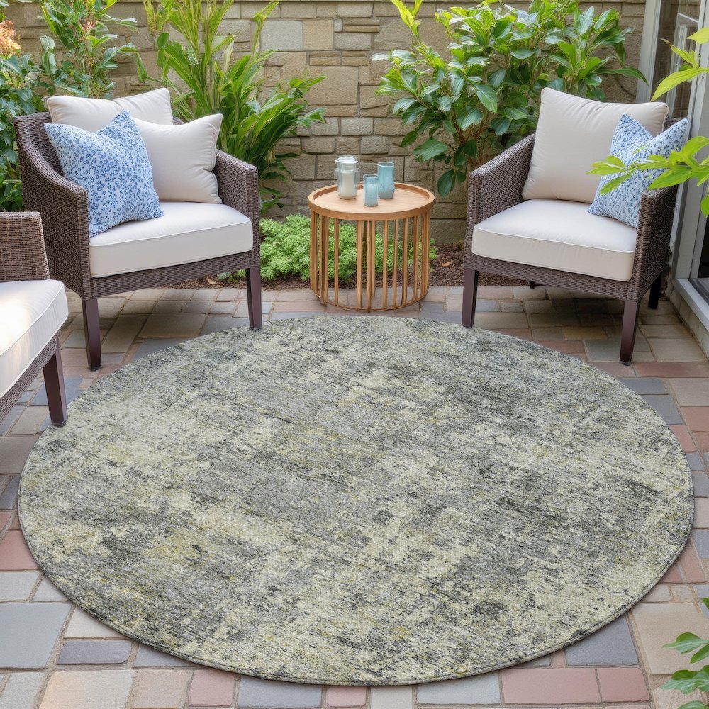 Machine Washable Indoor/Outdoor Chantille ACN2061 Pewter 8' x 8' Round Rug. Picture 6