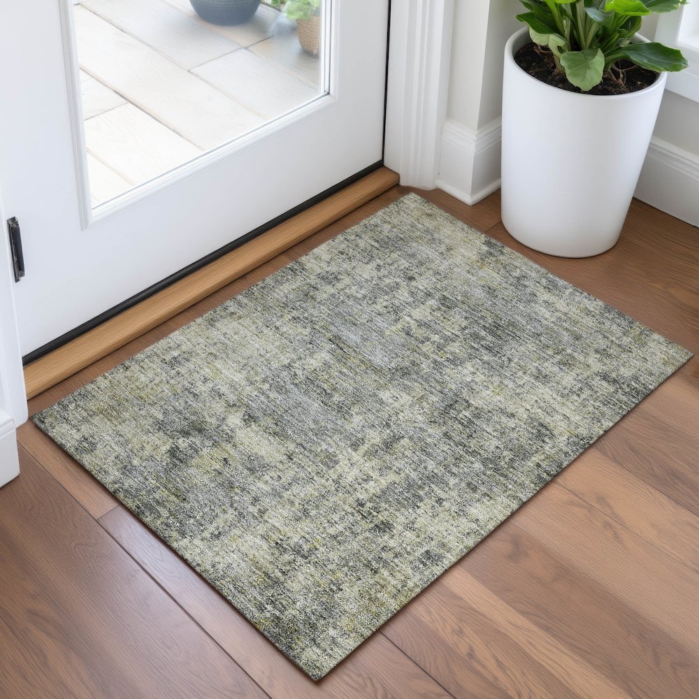 Machine Washable Indoor/Outdoor Chantille ACN2061 Pewter 1'8" x 2'6" Rug. Picture 5