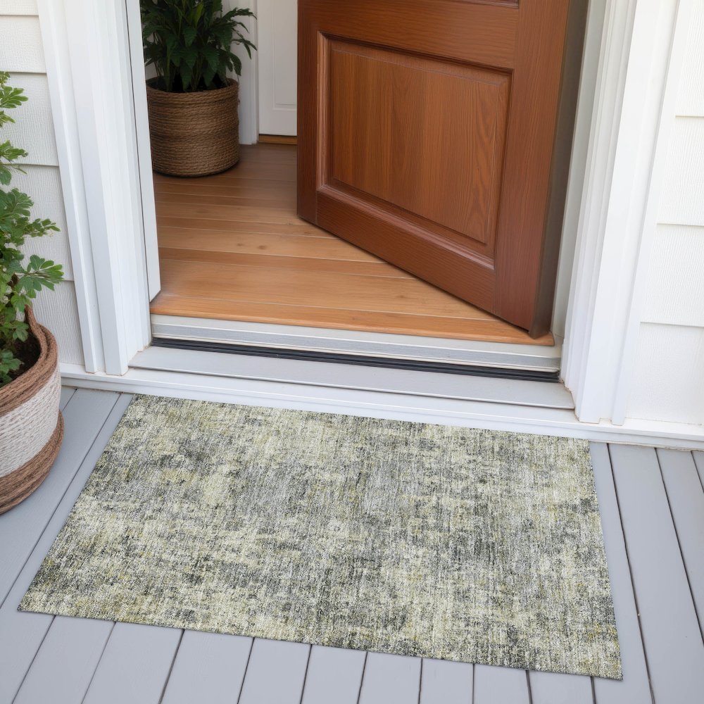 Machine Washable Indoor/Outdoor Chantille ACN2061 Pewter 1'8" x 2'6" Rug. Picture 6
