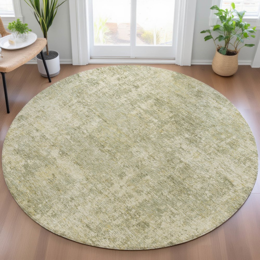 Machine Washable Indoor/Outdoor Chantille ACN2061 Sage 8' x 8' Round Rug. Picture 5