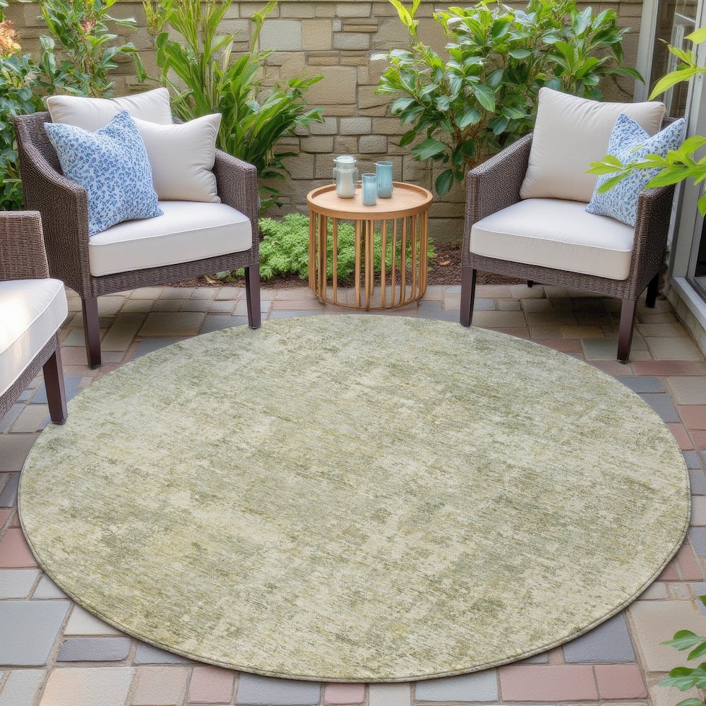 Machine Washable Indoor/Outdoor Chantille ACN2061 Sage 8' x 8' Round Rug. Picture 6