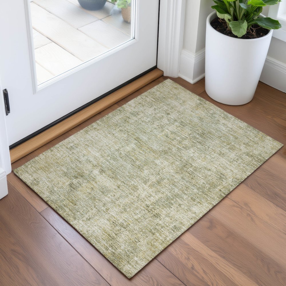 Machine Washable Indoor/Outdoor Chantille ACN2061 Sage 1'8" x 2'6" Rug. Picture 5
