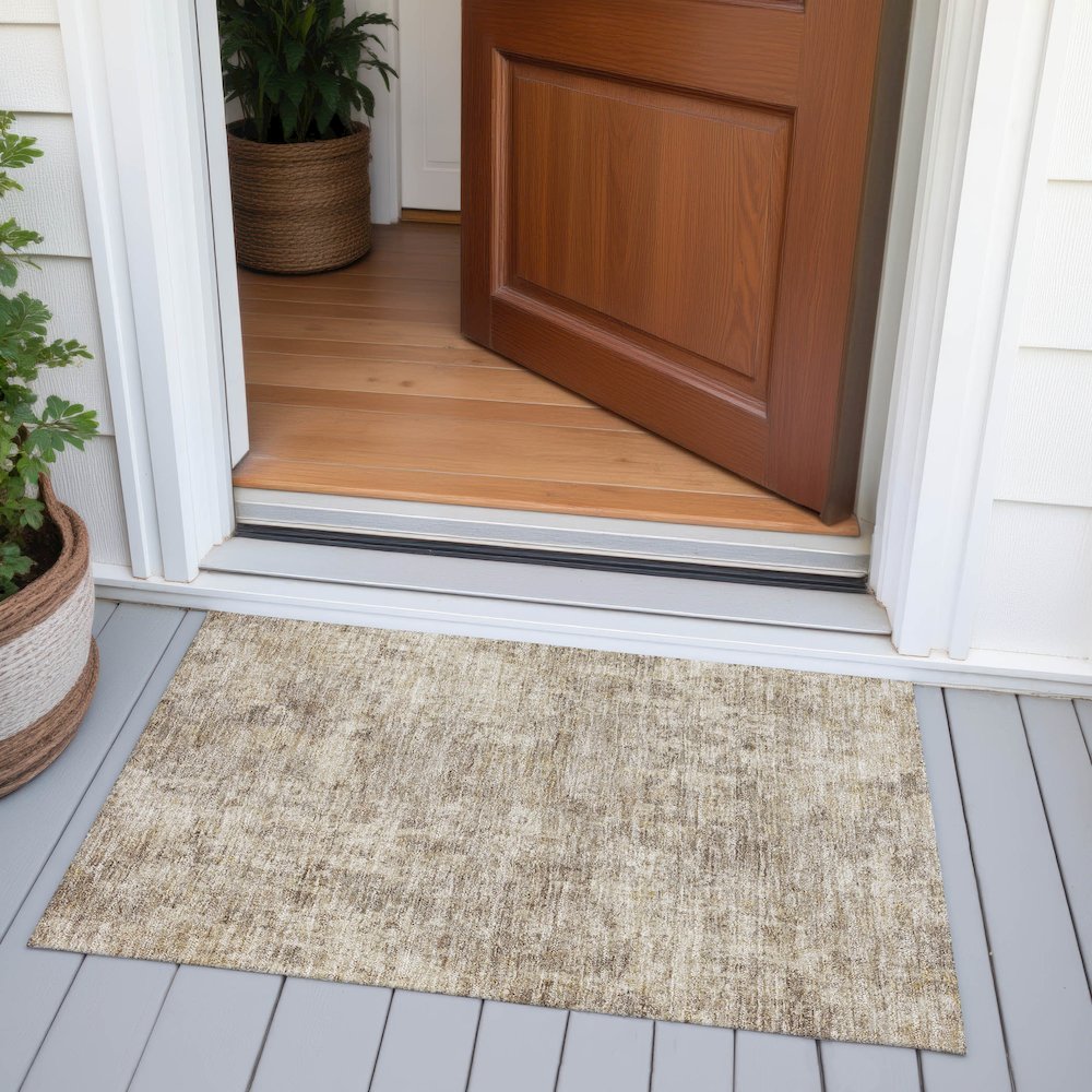 Machine Washable Indoor/Outdoor Chantille ACN2061 Taupe 1'8" x 2'6" Rug. Picture 6